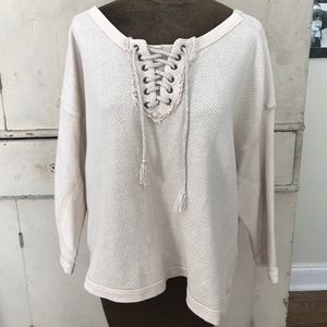 Free People Light Tie Up Sweatshirt Size Large